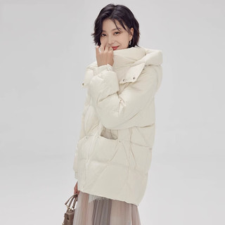 鸭鸭（YAYA）羽绒服女2024冬季短款铆钉连帽纯色休闲时尚韩版保暖外套FL 浅灰色 S