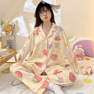 婧麒月子服春秋睡衣怀孕期家居套装产后睡衣 白桃心+Jsy125037 XL