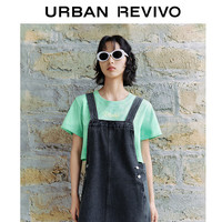 URBAN REVIVO 女士时尚复古休闲古着水洗牛仔背带裙 UWL840125 深灰 L