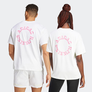 adidas印花跑步运动上衣圆领短袖T恤男女夏季阿迪达斯 白色 A/M