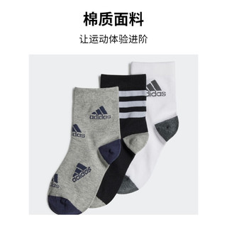 adidas舒适短筒袜子男儿童阿迪达斯轻运动HN5736 黑色/白/中麻灰 XS