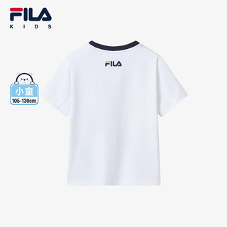 FILA斐乐儿童童装上衣2024夏季小童男童运动圆领透气短袖T恤 玉石白-WT 105cm