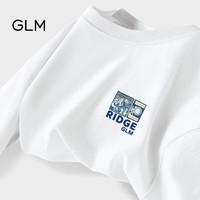 GLM 短袖t恤男休闲日系夏季纯棉圆领青少年潮牌落肩袖T恤 水绿#GL山山水水X XL