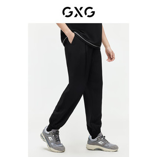 GXG奥莱  花卉系列宽松束脚裤垂感休闲裤 24夏季 黑色 165/S