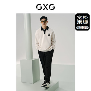 GXG奥莱  花卉系列宽松束脚裤垂感休闲裤 24夏季 黑色 180/XL