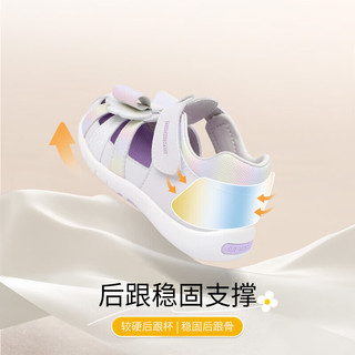 江博士学步鞋 夏季女童公主包头凉鞋宝宝儿童凉鞋B14242W024白/紫 27
