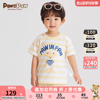 PawinPaw卡通小熊童装24年夏季新款男宝纯棉印花短袖圆领T恤舒适
