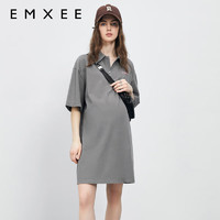 嫚熙（EMXEE）连衣裙2024夏季宽松大码短袖时尚外出显瘦装 中灰 M
