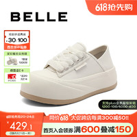 BeLLE 百丽 大头厚底板鞋女2024秋季新款百搭休闲舒适板鞋B2035CM4预售 米色 36