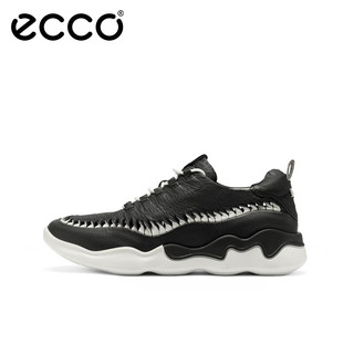 爱步（ECCO）运动鞋女 厚底牛皮运动休闲鞋女 跃乐810973 黑色/白色81097350669 37