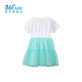 361°童装女童针织连衣裙2024夏季小童裙子儿童节 本白/青色 130