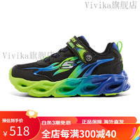 斯凯奇（Skechers）斯凯奇童鞋男童闪灯鞋可控开关儿童运动鞋网鞋发光亮灯鞋 黑色/蓝色/柠檬色/BBLM 30码