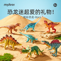 mideer 弥鹿 儿童软胶仿真恐龙玩具侏罗纪恐龙玩具恐龙世界-炫彩版8PCS儿童节礼物