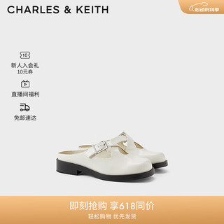 CHARLES&KEITH24夏简约交叉扣带穆勒包头半拖鞋CK1-70920147 粉白色Chalk 37