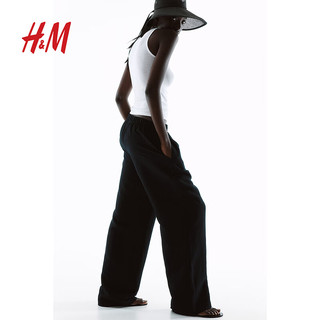 H&M女装背心吊带2024夏季修身罗纹透气舒适白色背心1239890 白色 155/80 XS
