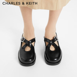 CHARLES&KEITH24夏简约交叉扣带穆勒包头半拖鞋CK1-70920147 Black Box黑色 35