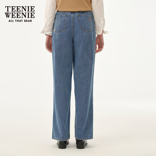 Teenie Weenie小熊女装2024新款春装休闲宽松直筒牛仔裤长裤附腰带
