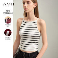 AMII2024夏法式撞色条纹针织吊带背心女修身显瘦内搭短款12422089 白黑条 170/92A/XL
