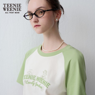 Teenie Weenie小熊2024年夏季插肩袖圆领撞色短袖T恤休闲时尚 乳白色 160/S