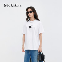 MO&Co. 摩安珂 MOCO夏爱心印花短袖圆领宽松纯棉T恤MBC2TEET13