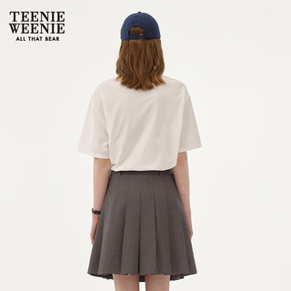 Teenie Weenie小熊女装2024夏装简约圆领套头T恤趣味印花上衣 白色 155/XS