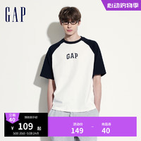 Gap 盖璞 男女装2024夏季LOGO撞色插肩袖短袖T恤宽松休闲上衣544461 白色 170/92A(M) 亚洲尺码