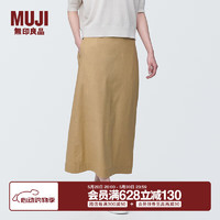 无印良品（MUJI）女式 麻混 弹力 直筒裙 长半身裙女春款裙子半裙  BE1QWC4S 米色 L (165/70A)