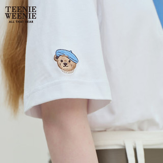 Teenie Weenie小熊女装2024年夏季爱心宽松短袖T恤休闲通勤风 白色 175/XL