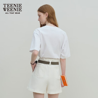Teenie Weenie小熊女装2024年夏季爱心宽松短袖T恤休闲通勤风 白色 175/XL