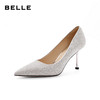 BeLLE 百丽 亮晶晶高跟鞋女春新商场同款气质单鞋Z1J1DAQ3 银色-8cm 36