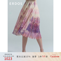 ERDOS 春夏透气网纱彩色百褶裙时尚女半身裙 悬铃花紫 160/68A/M