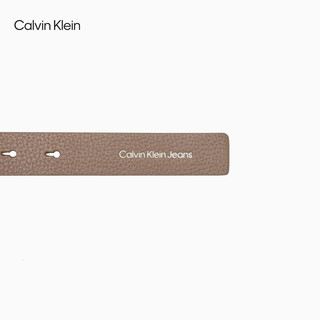 Calvin Klein Jeans女士美拉德简约金属ck字母扣孔荔枝纹牛皮腰带皮带DC0533 222-棕色 90cm