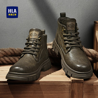海澜之家（HLA）男鞋工装靴靴子经典舒适复古潮流马丁靴HAAGZM4AB20408 棕色41
