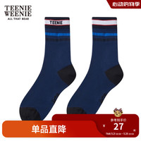 Teenie Weenie小熊春学院风条纹撞色袜中筒袜袜子女 藏青色 FRE