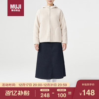 无印良品（無印良品 MUJI）女式 长毛抓绒 连帽衫  浅米色 女式M 