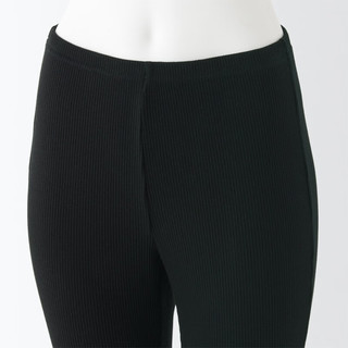 MUJI 無印良品 无印良品（MUJI）女式 棉混 罗纹编织 休闲裤 DGA06C3S 黑色 L (身高160-165 臀围95-100)