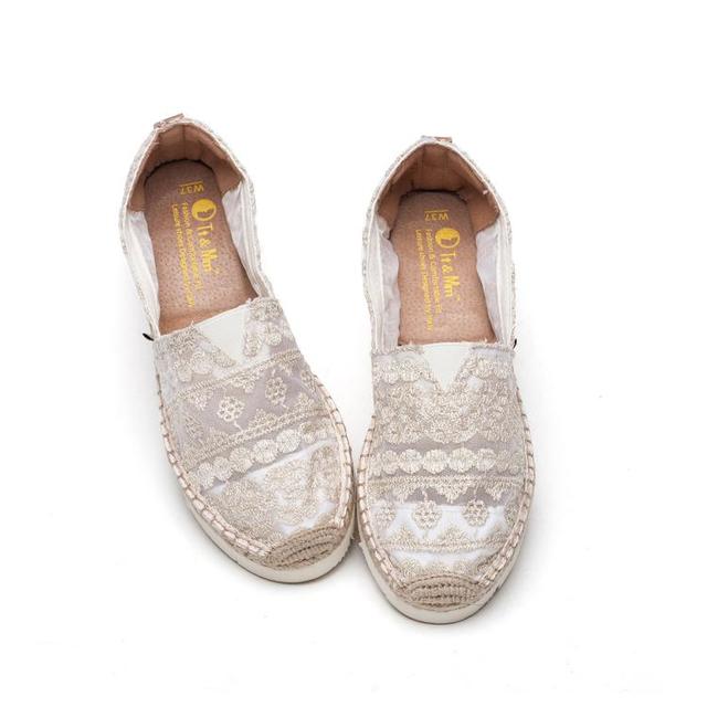 TOMS 汤姆斯 经典小香风蕾丝渔夫鞋夏季透气网面鞋套脚单鞋轻便舒适女休闲鞋子