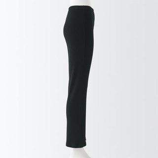 无印良品（MUJI）女式 棉混 罗纹织 十分长 直筒裤  裤子 长裤 休闲裤 DGA06C3S 黑色 XL (身高165-170 臀围100-105)