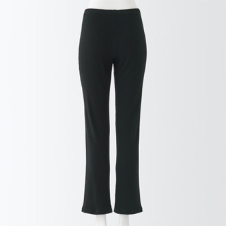 无印良品（MUJI）女式 棉混 罗纹织 十分长 直筒裤  裤子 长裤 休闲裤 DGA06C3S 黑色 XL (身高165-170 臀围100-105)