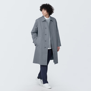 无印良品（MUJI）男式 不易沾水立领大衣 风衣外套男中长款AD0URC4S 中灰色 L (175/100A)
