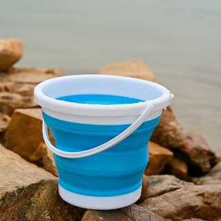 臻佑（Grsaed）折叠水桶家用车载户外钓鱼桶便携打水桶硅胶取水桶带盖5L 蓝色