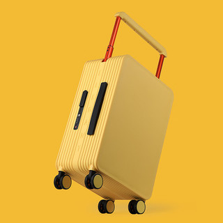 ACD中置宽拉杆行李箱万向轮登机箱子男女高颜值平衡旅行箱 黄色 20英寸(登机箱)