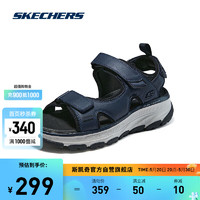 SKECHERS 斯凯奇 丨Skechers夏季男子户外休闲鞋软底轻便耐磨魔术贴凉鞋 海军蓝色/黑色/NVBK 45