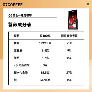 G7 COFFEE越南中原G7速溶咖啡原味三合一咖啡1600g*2袋装