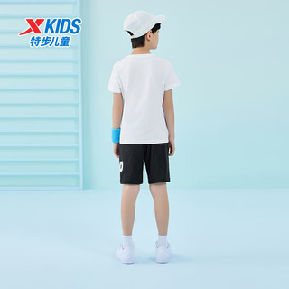 特步（XTEP）儿童童装夏季新疆棉透气舒适运动短袖针织套装 珍珠白 110cm