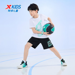 特步（XTEP）儿童童装夏季速干套装清爽运动短袖针织套装 珍珠白 100cm