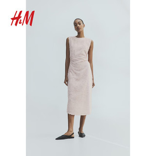 H&M女装连衣裙2024夏季优雅气质A字无袖圆领时尚长裙1224152 粉色 XS