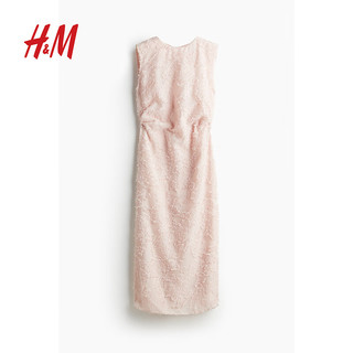 H&M女装连衣裙2024夏季优雅气质A字无袖圆领时尚长裙1224152 粉色 XS