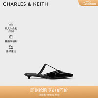 CHARLES&KEITH24夏法式气质尖头平底穆勒拖鞋女CK1-71720071 Black Box黑色 38