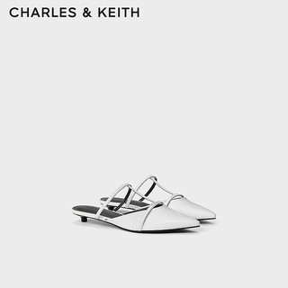 CHARLES&KEITH24夏法式气质尖头平底穆勒拖鞋女CK1-71720071 White白色 35